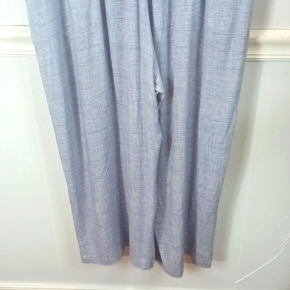 Jones New York wide leg cropped blue v-neck drawstring waist jumpsuit size large - Picture 10 of 13